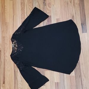 Women Flare Sleeve Mini Black Dress